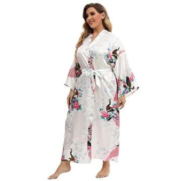 feslieacc Women's Plus Size Satin Floral Long Robes