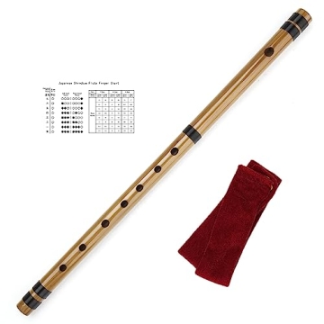 Japanese Bamboo Flute with Black Lines - Handmade Shinobue Musical Instrument (7 Hon)