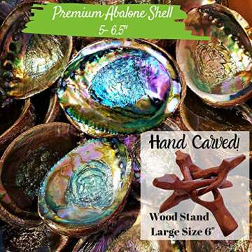 Smudge Kit Spiritual Set, Large Abalone Shell, Complete Sage Smudge Stick Kit, Palo Santo, White Sage Incense for Cleansing, Smudge Feather,Chakra Kit Bracelet, Charitable Positive Vibes Smudging Kit