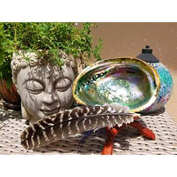 Smudge Kit Spiritual Set, Large Abalone Shell, Complete Sage Smudge Stick Kit, Palo Santo, White Sage Incense for Cleansing, Smudge Feather,Chakra Kit Bracelet, Charitable Positive Vibes Smudging Kit