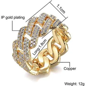 Apzzic Cuban Link Iced Out Ring - Unisex Bling Jewelry