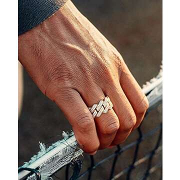 Apzzic Cuban Link Iced Out Ring - Unisex Bling Jewelry