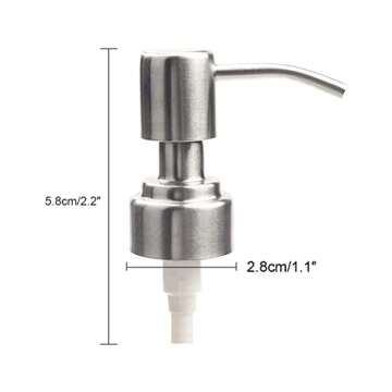 Cyberone Stainless Steel Soap Pump, 2 Pack Kitchen and Bathroom Soap Dispenser Pump Replacement for Regular Mouth Bottle, 20cm Hose, Silver