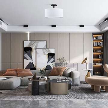 Fabric Drum Shade Ceiling Light for Elegant Home Decor