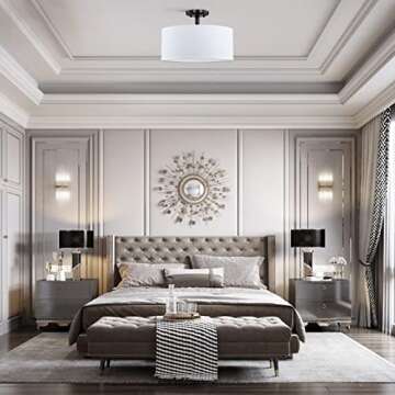 Fabric Drum Shade Ceiling Light for Elegant Home Decor