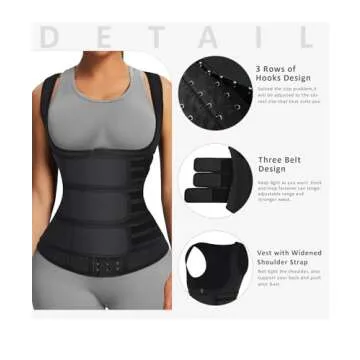 FeelinGirl 3 Belts Hook Waist Cincher Corset for Women Colombiana Plus Size Waist Trainer Vest Sport XL