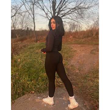 SUUKSESS Scrunch Butt Lifting Seamless Leggings for Women Booty High Waisted Workout Yoga Pants (Bla...