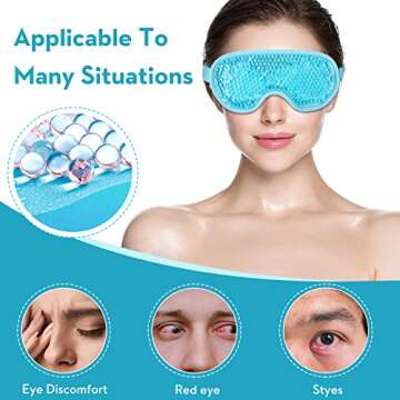 2PCS Gel Eye Mask, Cold Compress Gel Beads Eye Mask, Reusable Cooling Ice Mask for for Puffy Eyes, D...