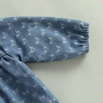 Douhoow Baby Girl Sweatshirt Romper Infant Baby Dress Romper Long Sleeve Button Bodysuit Fall Winter Festival Outfits (Blue, 3-6 Months)