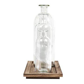 Creative Co-Op Vintage Bottle Set with Tray for Home Decor