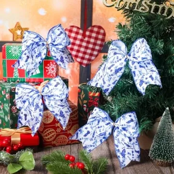 Chinoiserie Christmas Bows Set - Elegant Seasonal Decor