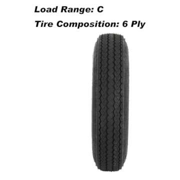 YUANXING Trailer Tires on Rim 4.80-12 480-12 4.80 X 12 Load Range C，5 Lug 12 in.Wheel White - 5 on 4.5"，Set of 2