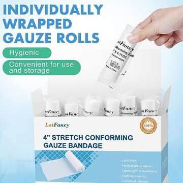 LotFancy 24 Count Gauze Rolls for Wounds - FSA HSA Eligible