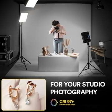 RALENO LED Video Panel Light, 2-Pack 18" 45W Studio Lights with 75''Stand & Remote for Video Recording Photography Videography Streaming TikTok YouTube, 3200-5600K CRI97+ Photography Lighting