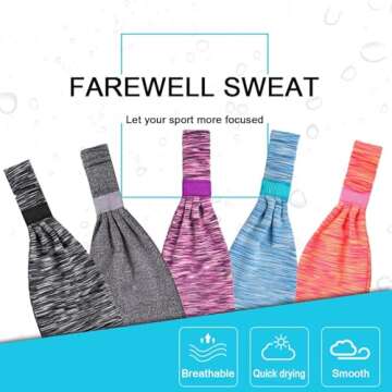 Calbeing Gray Workout Headband for Women, Wide Headbands for Women, Sports Running Headband for Exercise, Gym Hairband Athletic Thick Non Slip Yoga Sweatband Fitness 5Pack