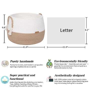 R RUNKA Small Basket for Stuffed Animal,Clothes,Baby Blankets -11.8"x9.8"- Boho Baskets for Living R...