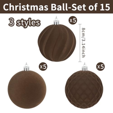 Artmag Velvet Christmas Balls Set 15 Pcs Holiday Decor