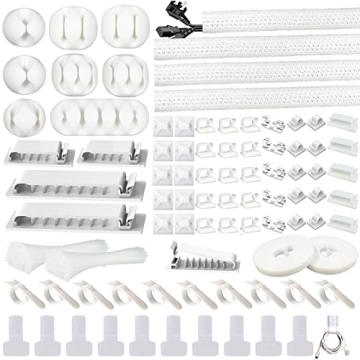 DRIVUU White Cable Management Organizer Kit - 4 Cable Sleeves and More