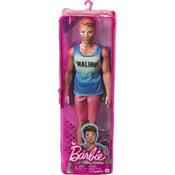 Barbie Fashionistas Ken Fashion Doll #192 with Brunette Cropped Hair & Vitiligo in Malibu Tank, Shorts & Sandals
