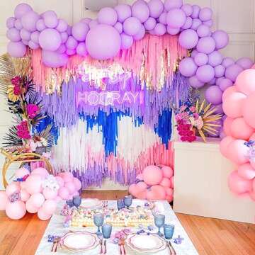 PIGETALE Crepe Paper Streamers 4 Rolls 328ft, Pack of Unique 3 Purple and White Party Streamer for B...