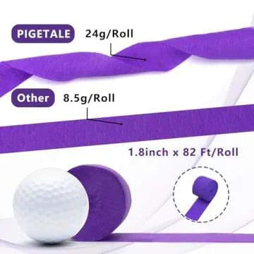 PIGETALE Crepe Paper Streamers 4 Rolls 328ft, Pack of Unique 3 Purple and White Party Streamer for Birthday Wedding Ceremony Baby Shower Party Decorations DIY Supplies Art Crafts (1.8Inch x 82Ft/Roll)
