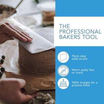 Impresa Large Clear Acrylic Cake Smoother Scraper, 12 Inches Long & 3/16 Inches Thick, Icing Smoother for Cake Decorating, Frosting & Buttercream