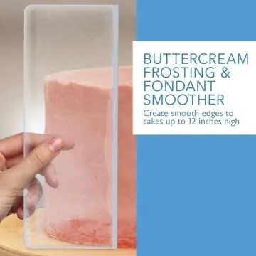 Impresa Large Clear Acrylic Cake Smoother Scraper, 12 Inches Long & 3/16 Inches Thick, Icing Smoother for Cake Decorating, Frosting & Buttercream