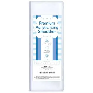 Impresa Large Clear Acrylic Cake Smoother Scraper, 12 Inches Long & 3/16 Inches Thick, Icing Smoother for Cake Decorating, Frosting & Buttercream