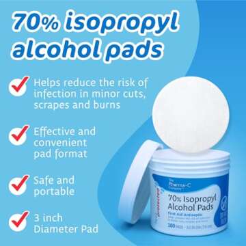 Pharma-C Isopropyl Alcohol Pads - First Aid Essentials