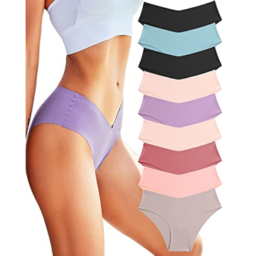 ROSYCORAL Women’s Seamless Bikini Panties Soft Stretch Invisibles Briefs No Show Hipster Underwear...