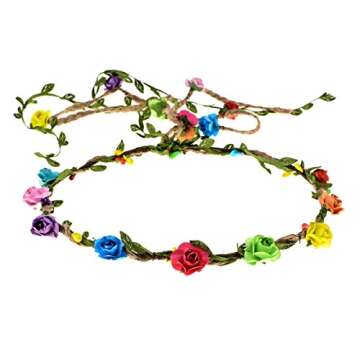 DDazzling Flower Crown Floral Wreath Headband Floral Garland Headbands photo props (Rainbow)