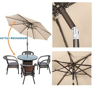 HOPEHOME 9 Ft Patio Umbrella with Tilt and Crank Lift