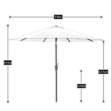 HOPEHOME 9 Ft Patio Umbrella with Tilt and Crank Lift