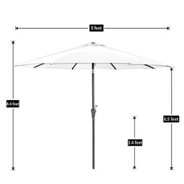 HOPEHOME 9 Ft Patio Umbrella with Tilt and Crank Lift