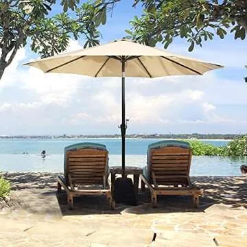 HOPEHOME 9 Ft Patio Umbrella with Tilt and Crank Lift