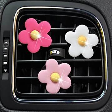 3 Pcs Flower Air Vent Clips, Cute Daisy Car Air Fresheners for Women
