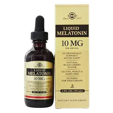 Solgar Liquid Melatonin 10 mg, Natural Black Cherry Flavor - 2 fl oz, Pack of 2 - Great for Jet Lag ...