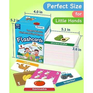 Exorany 101 Toddler Flash Cards - Objects, Numbers & Games, Preschool Kindergarten Toddler Learning Activities, Flash Cards for Toddlers 1-2 2-4 Years, Learning Educational Toys for 1 2 3 Year Old