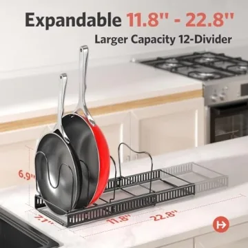 ORDORA Pots and Pans Organizer with Adjustable Dividers