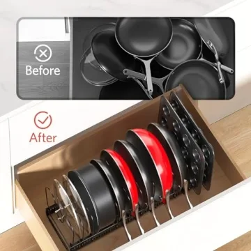 ORDORA Pots and Pans Organizer with Adjustable Dividers
