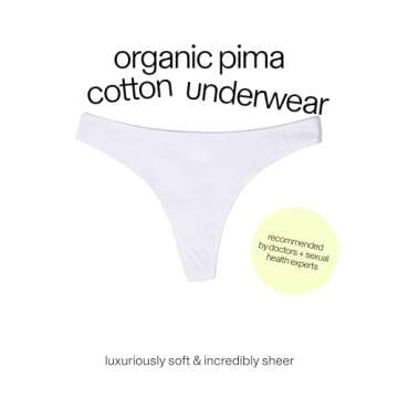 ODDO BODY 100% Organic Pima Cotton Thong Underwear (Midnight XL) 2-Pack