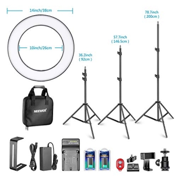 Neewer 14-inch Outer Dimmable Bi-color LED Ring Light Kit