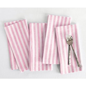 Elegant Linen Napkins Set - 100% Pure Linen Amalfi Stripe