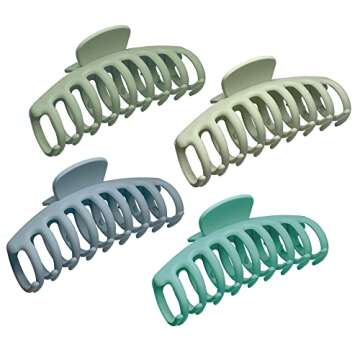 OWIIZI Large Claw Clips, 4.3" Matte Hair Clips for Thick Hair, 4 Pack, Strong Hold, Non-Slip, Jumbo Hair Clips for Women