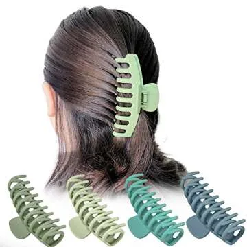 OWIIZI Large Claw Clips, 4.3" Matte Hair Clips for Thick Hair, 4 Pack, Strong Hold, Non-Slip, Jumbo Hair Clips for Women