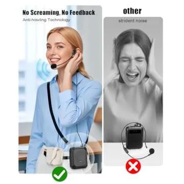 SHIDU Voice Amplifier for Teacher with Portable Microphone and Speaker, 18W Megaphone with Wired Mic Headset, IPX5 Waterproof & Rechargeable Bluetooth Speaker Systems for Tour Guide, Speech, Meeting