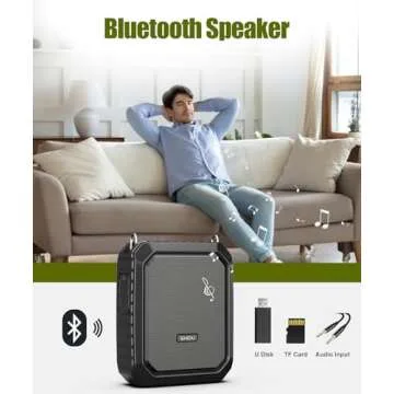 SHIDU Voice Amplifier for Teacher with Portable Microphone and Speaker, 18W Megaphone with Wired Mic Headset, IPX5 Waterproof & Rechargeable Bluetooth Speaker Systems for Tour Guide, Speech, Meeting