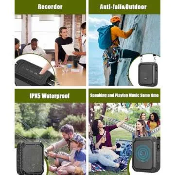 SHIDU Voice Amplifier for Teacher with Portable Microphone and Speaker, 18W Megaphone with Wired Mic Headset, IPX5 Waterproof & Rechargeable Bluetooth Speaker Systems for Tour Guide, Speech, Meeting
