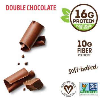 Lenny & Larry's The Complete Cookie, Double Chocolate, Soft Baked, 16g Plant Protein, Vegan, Non-GMO...