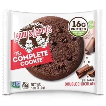 Lenny & Larry's The Complete Cookie, Double Chocolate, Soft Baked, 16g Plant Protein, Vegan, Non-GMO, 4 Ounce Cookie (Pack of 12)